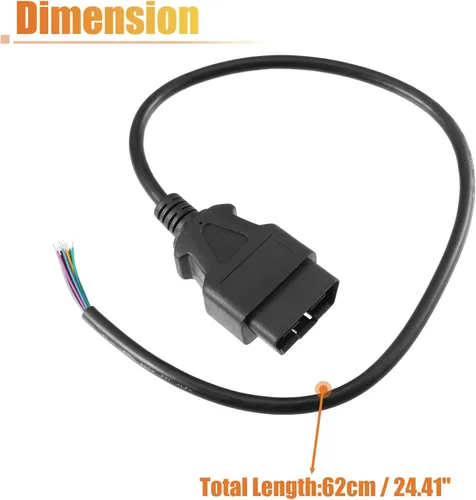 Vista 3 de X AUTOHAUX 2 unids 16-Pin J1962 OBDII OBD2 Conector macho Herramienta de diagnóstico Adaptador Cable conector