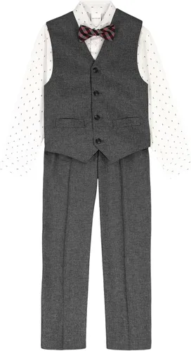Vista 19 de Van Heusen Conjunto de traje formal de 4 piezas para niños, chaleco, pantalones, camisa de vestir con cuello y corbata