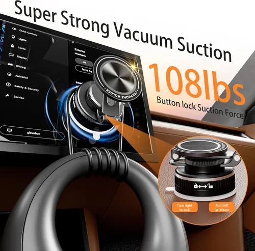 Vista 3 de Soporte magnético de teléfono al vacío mejorado para automóvil, soporte de teléfono con ventosa de nano gel para MagSafe, succión fuerte de 108