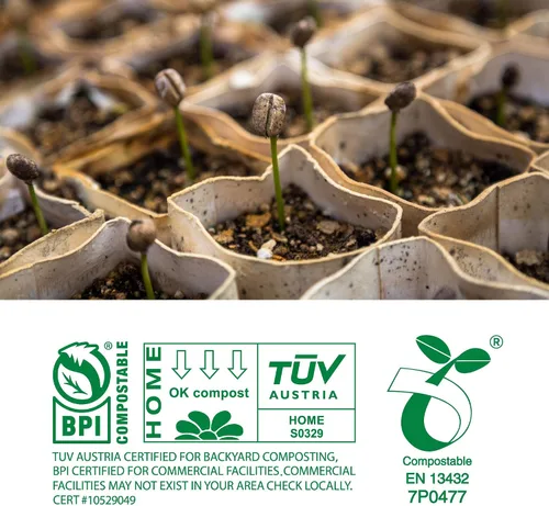 Vista 5 de Bolsas de basura compostables de 13 galones, bolsas altas de basura de alimentos de cocina, US BPI ASTM D6400 y Europe OK Compost Home, resistentes