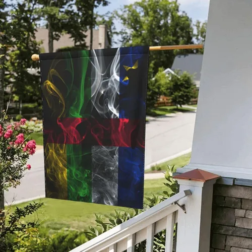 Vista 8 de Smoke Style Flag Of The Central African Republic Garden Flag 28"x40" Inch Double Sided Garden Flags Home Lawn Outdoor Decor Flags Party Banner
