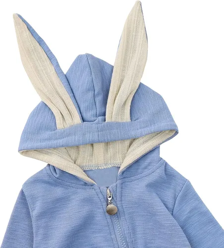 Vista 3 de AGQT Babys Bunny Costume One Piece 3D Rabbit Ear Easter Halloween Costume Size 0-24 Months