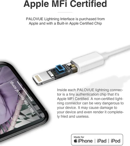Vista 4 de PALOVUE - Auriculares Lightning compatibles con iPhone 14 13 12 11 Pro Max X XS Max XR 8 Plus 7 Plus, certificados MFi con controlador de micrófono