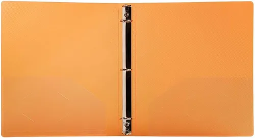 Vista 4 de JAM Paper - Carpeta de plástico de 1 pulgada, carpeta naranja de 3 anillas, se vende individualmente