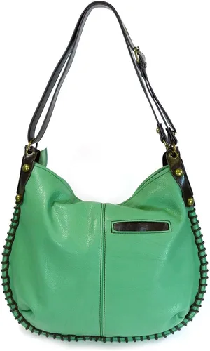 Vista 2 de Chala Bolsos de mano, estilo casual, suave, grande hombro o bolso cruzado con llavero, color verde azulado, Búho