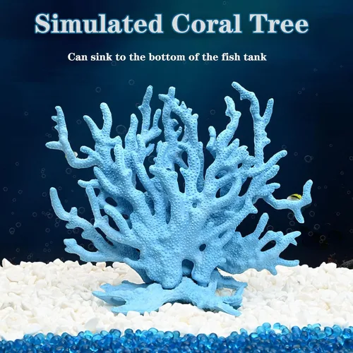 Vista 6 de Besimple Adorno artificial de coral para acuario de plástico, plantas para pecera, decoración para paisaje de acuario (6.7 x 5.5 x 1.6 pulgadas)