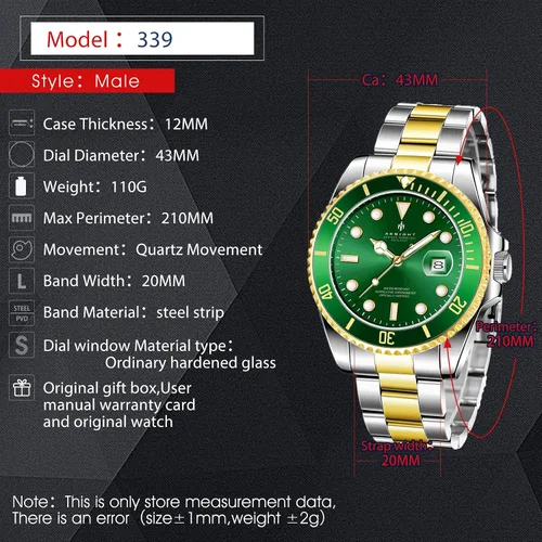 Vista 2 de BENYAR AKNIGHT Watches for Men, Waterproof Male Watch Luminous Chronograph Analog Quartz Movement Mens Watches, Stylish Men's Wrist Watch with