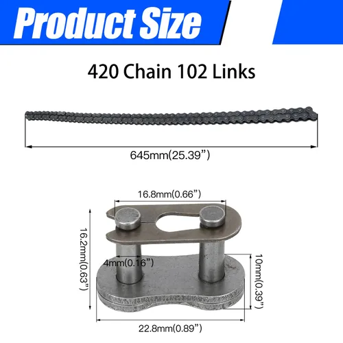 Vista 6 de YOXUFA 420 cadenas 102 eslabones para CRF50 XR50 PW80 SSR Tao Tao Coolster 110cc 125cc Pit Dirt Bike 4 Wheeler ATV Quad Kazuma Baja Ice Bear Lifan