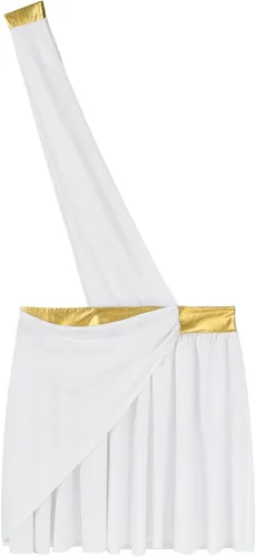 Vista 7 de HULIJA Disfraz de Toga griego romano de Halloween para hombre adulto, falda con volantes y tirantes