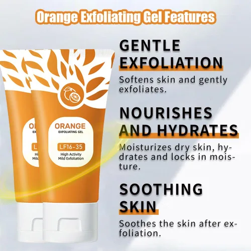 Vista 3 de 2 unidades de gel exfoliante naranja para la cara y la piel del cuerpo, gel hidratante facial hidratante de limpieza profunda, gel de pelado