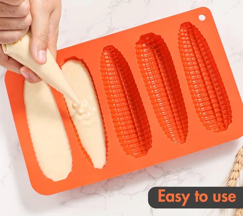 Vista 4 de Webake Juego de 2 moldes de silicona para pan de mazorca de maíz para hornear maíz para perros, pan de maíz del sur