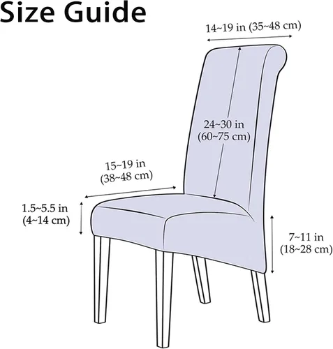 Vista 5 de Juego de 6 fundas de terciopelo para sillas con respaldo alto, fundas elásticas para silla, lavables, extraíbles y lavables, fundas de asiento