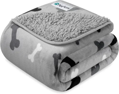 Vista 21 de PETAMI Manta impermeable de forro polar Sherpa para gatos y perros, color beige, talla S