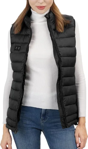 Vista 5 de Loowoko Chaleco acolchado para mujer, chaleco corto de moda de invierno, ligero, sin mangas, cálido, chaleco acolchado, abrigo acolchado