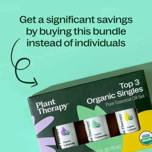 Vista 7 de Plant Therapy Set de los 3 mejores aceites esenciales orgánicos individuales 10 mL (1/3 oz) Limón, Lavanda y Menta 100% aceites esenciales puros