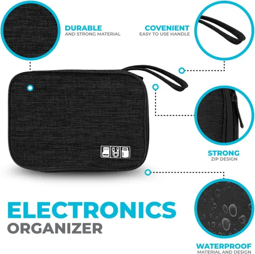 Vista 7 de Organizador de cargador electrónico - Funda de cable de viaje para cables, cargadores y accesorios tecnológicos