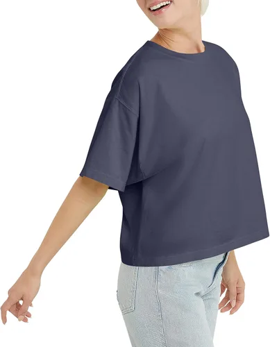 Vista 3 de Hanes Originals, camiseta corta con cuello redondo para mujer, 100% algodón