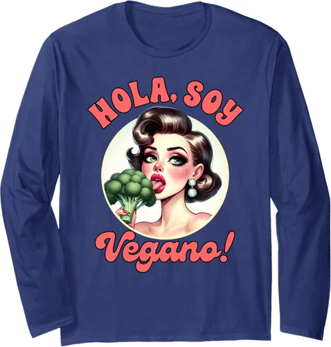 Vista 5 de Vegan Life Vegetarian Broccoli Spanish Hola Soy Vegano Long Sleeve T-Shirt