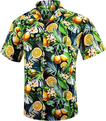 Vista 2 de YOHOWA Camisa hawaiana de manga corta para hombre, casual, con botones, para fiesta de brisa en la playa