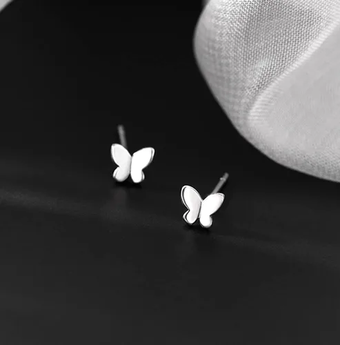 Vista 3 de SLUYNZ Aretes de plata de ley 925 maciza con diseño de mariposa para mujeres y adolescentes
