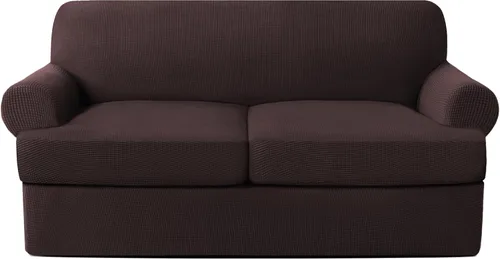 Vista 36 de Fundas para sofá de 2 piezas con cojines en forma de T, fundas de sofá de alta elasticidad para sofá de 1 cojín con 1 fundas individuales de cojín