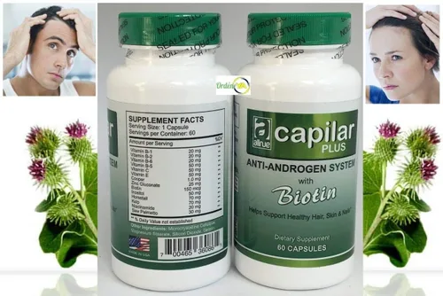 Vista 5 de PACK DE 2 Capilar Plus (60 cápsulas) Sistema Anti-Andrógeno Con Crecimiento Del Cabello De Biotina/Caida Cabello