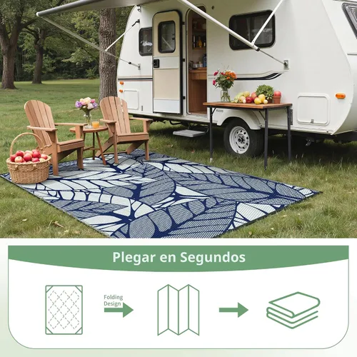 Vista 7 de GENIMO - Alfombra para exteriores de 6 x 9 pies, para patio, espacios amplios, reversible, de pajillas de plástico, alfombra impermeable para Azul
