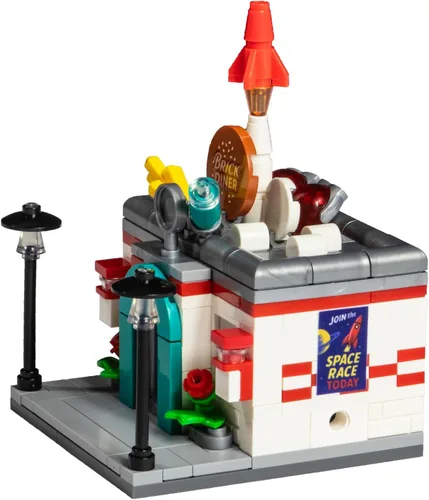 Vista 4 de Brick Loot Mini City Diner Building Set, 234 Piece Modular Restaurant Brick Toy, Collectible Mini City Building, Compatible with Major Brick Brands