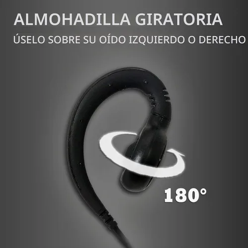 Vista 5 de PROMAXPOWER Auricular giratorio PTT de dos vías con forma de C de 1 cable para Motorola CP88, CP100, CP185, CP200D, CLS1110, CLS1410, RDM2070d