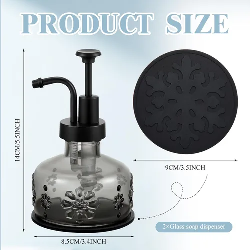 Vista 2 de Tioncy Dispensador de jabón antiguo para cocina, baño, encimera, dispensador de bomba de jabón de vidrio, contenedor pequeño rústico recargable