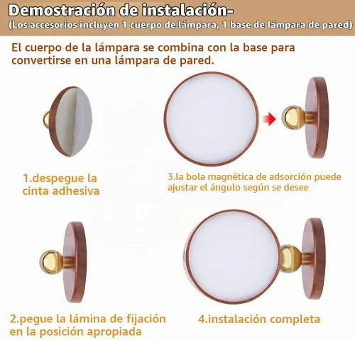 Vista 5 de LANDGOO Lámpara de noche de aplique de pared de madera, recargable, luces Sapele