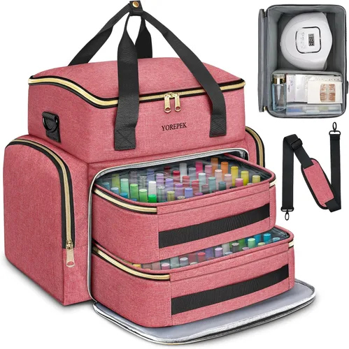 Vista 9 de YOREPEK XL - Estuche organizador de esmalte de uñas para 96 a 100 botellas Rosa-96bottles