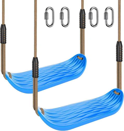 Vista 18 de BeneLabel Asiento de columpio resistente con cuerda ajustable, asientos de columpio de plástico para niños, asiento de columpio negro de repuesto