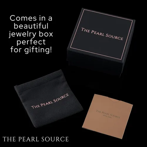 Vista 7 de The Pearl Source Freshwater Cultured Pearl Ring for Women with Button Pearl and Cubic Zirconia on Sterling Silver