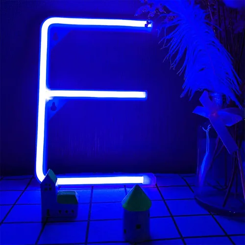 Vista 11 de ENUOLI Letrero de neón azul con letras LED USB/luces alimentadas por batería, letrero alfabético, marquesina, letra, decoración, luces nocturnas