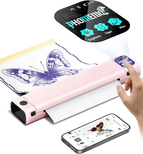 Vista 17 de Phomemo Impresora de plantilla de tatuaje, impresora térmica inalámbrica M08F con 10 piezas de papel de transferencia, compatible