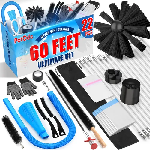 Vista 9 de PetOde Kit Limpiador de Conducto de Secadora de 32 Pies, Kit de Limpieza de Conducto de Secadora Removedor de Pelusa con Cepillo de Conducto