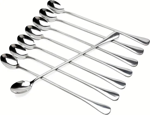 Vista 13 de Long Handle Iced Tea Spoons, 7.9" 18/10 Stainless Steel Cocktail Stirring Spoons with Thickened Ergonomic Handle, Tall Coffee & Latte Stirrers