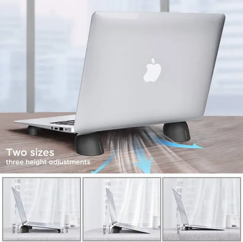 Vista 5 de Elevadores de laptop para escritorio, soporte de refrigeración para mini laptop, almohadillas magnéticas para teclado, patas ergonómicas