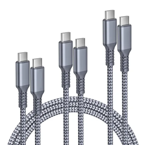Vista 12 de Cable de carga USB tipo C, paquete de 3, (1.5/3.3/6.6 pies), de nailon, para Samsung Galaxy Fold Note 9, 8, S10, S9, S8, S10E, 10, 10E, Plus, S20