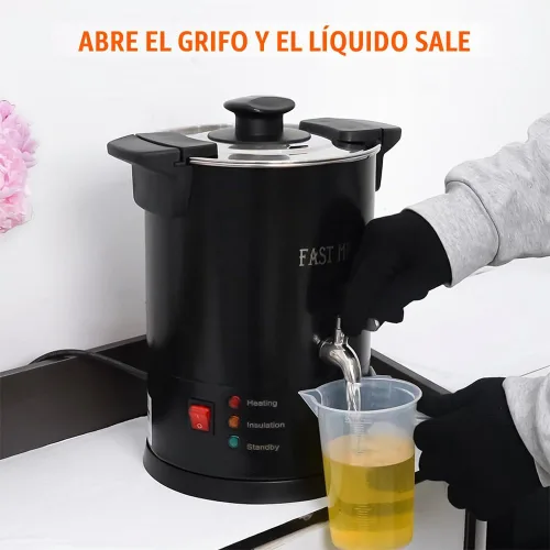 Vista 4 de FAST MELT Derretidor de cera de 5 litros para hacer velas, olla eléctrica de cera con boquilla fácil de verter y control de temperatura
