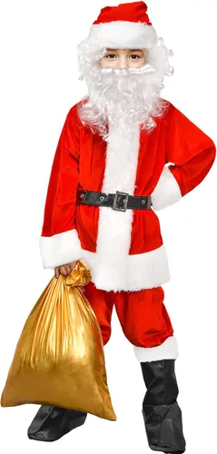 Vista 5 de Traje de Papá Noel para niños, disfraz de Navidad para niños, disfraz de Halloween para cosplay