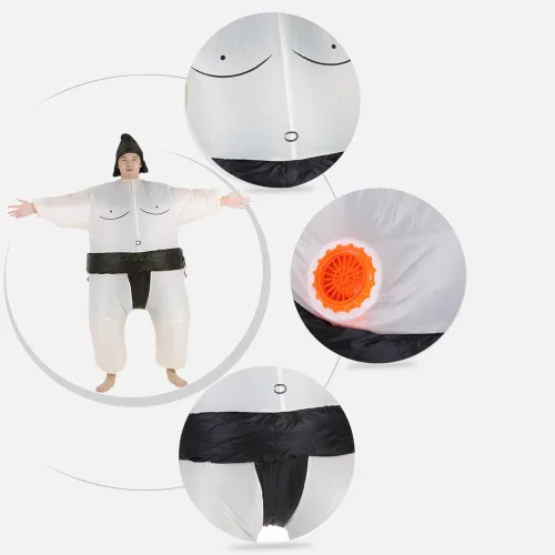 Vista 6 de Kavolet Cute Adult Inflatable Sumo Costume Suit with Air Operated Fan Fancy Dress Halloween Party Cosplay Outfit