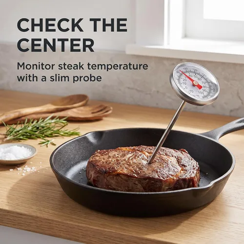 Vista 4 de 1 juego de termómetro de carne plateado para asar a la parrilla, termómetro de alimentos para cocinar, leche, termómetro de cocina, termómetro