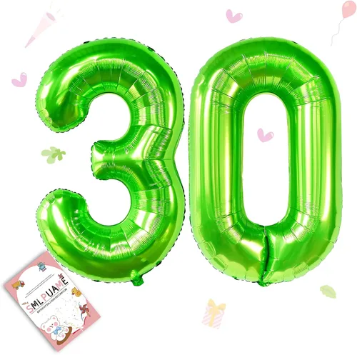 Vista 123 de Globos grandes de 40 pulgadas de números del 0 al 9, globos numéricos para decoración de fiesta de cumpleaños, globos de helio de aluminio
