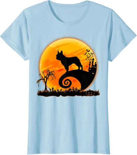 Vista 23 de Camiseta divertida de disfraz de Halloween para perro y luna de Bulldog francés, Negro, S
