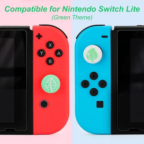 Vista 4 de Tscope Lindas tapas de agarre para el pulgar para Nintendo SwitchLiteOLED para Animal Crossing Kawaii Leaf Joystick Analog Soft Silicone Button
