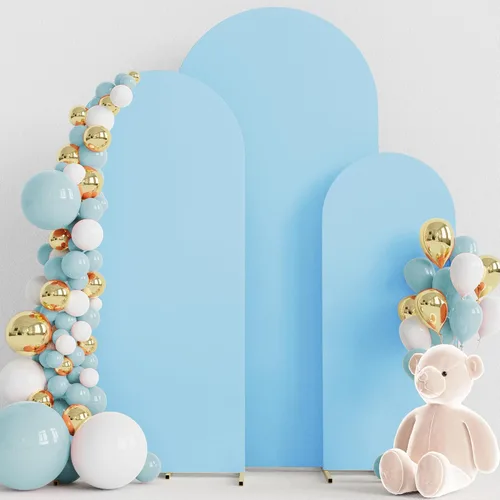Vista 37 de Wokceer - Juego de 3 fundas de arco para telón de fondo, color beige 6FT,5FT,4FT Spandex Fitted Balloon Arch Cover Round Top Chiara Backdrop Cover