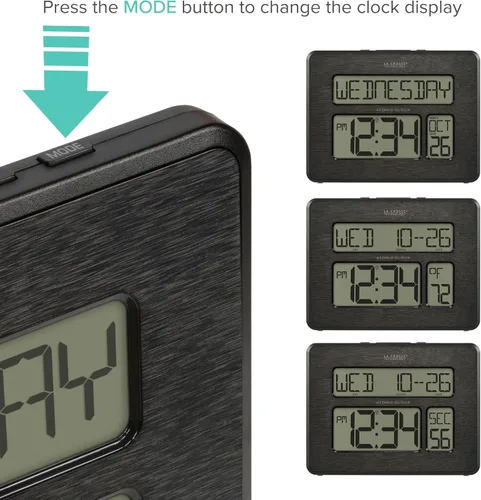 Vista 2 de La Crosse Technology 513-1419C Reloj de pared digital atómico con calendario y temperatura