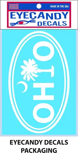 Vista 2 de Golf Ball AS South Carolina Palmetto Moon 6" Decal Sticker Black